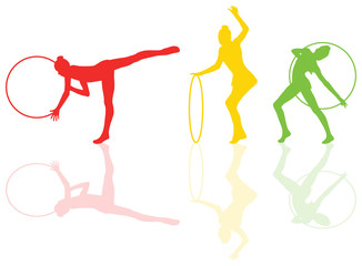 Rhythmic gymnastic background woman with hoop ring vector