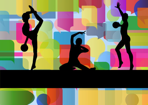 Gymnast with ball vector for poster