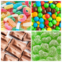 colorful collage of various candies