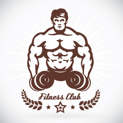 Bodybuilder Fitness Model Illustration, Sign, Symbol