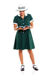 schoolgirl reading book