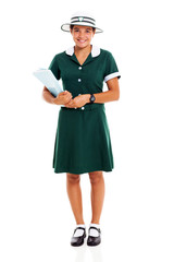 young girl holding a book