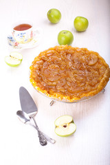 Apple tart tatin on a table