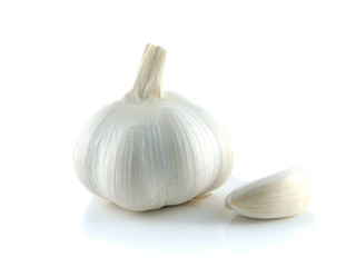 Isolated garlic with clove on a white background