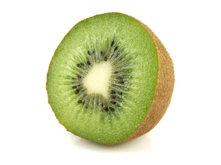 Naklejka na ściany i meble Isolated sliced half of kiwi. Fresh diet fruit.