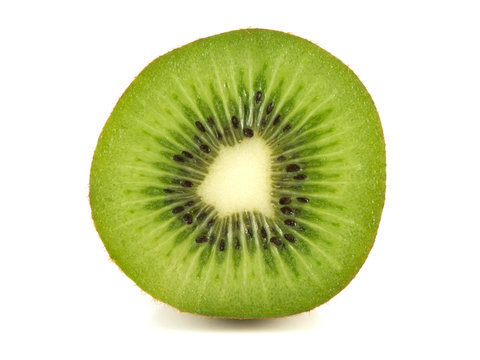 Isolated slice of kiwi. Fresh diet fruit.