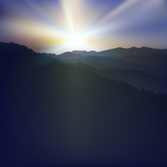 abstract background with sunset and mountains