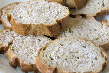 Sliced Sour Dough French Bread Closeup