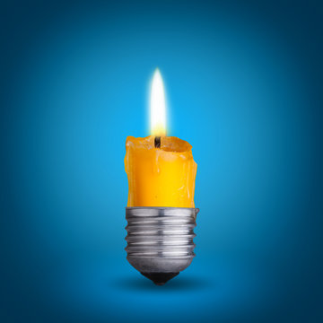 candle into lighting bulb.