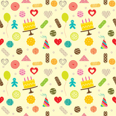 Birthday celebration themed seamless pattern