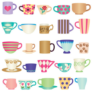 Various colorful cups