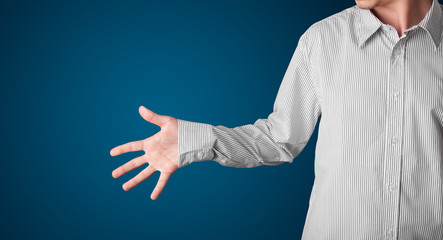 Businessman pressing imaginary button