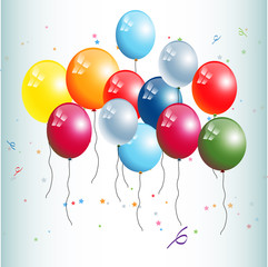 Aufsteigende bunte Luftballons mit Partyhintergrund