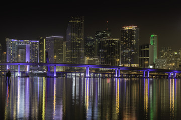 Miami skyline by night