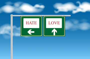 Hate or love sign
