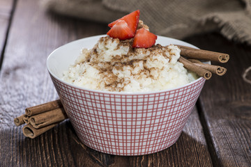 Portion of Rice Pudding with Cinnamon