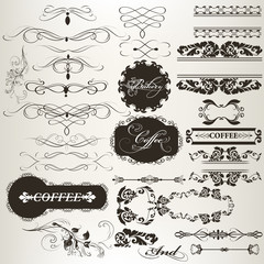 Collection d& 39 éléments de conception calligraphiques et de décorations de page