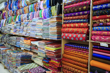 Bright fabric for sale in Mutrah Souk