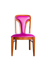 purple leather chair isolated on white with clipping path