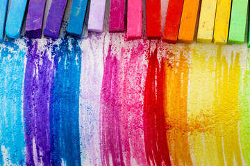 Colorful chalk pastels education, arts,creative.