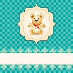 vector illustration of teddy bear on childish card