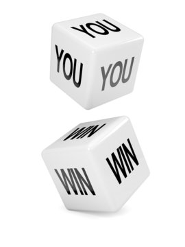 "You win" white dice fall to the ground