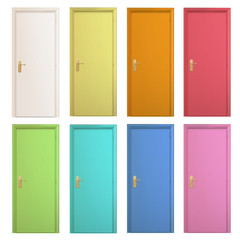 Collection of colorful doors.