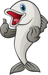 Obraz premium Cute fish with thumb up