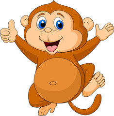 Cute monkey cartoon thumb up