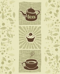 Retro tea and cookie illustration