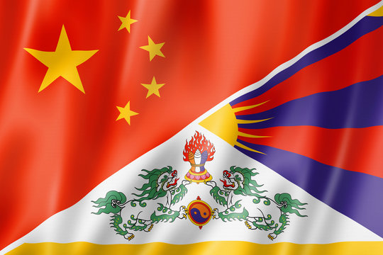 China and Tibet flag