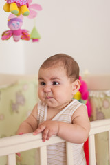 Naklejka premium baby stay in the bed