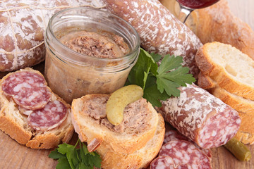 bread toast with meat spread