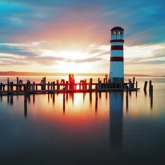 Fototapeten Ocean lighthouse sunset © TTstudio