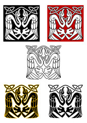 Stork birds in celtic ornament style