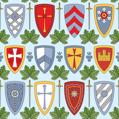 seamless pattern with knightly shields