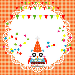 Obraz premium Vector birthday party card with cute owl