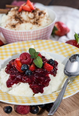 Rice Pudding topped with fresh fruits
