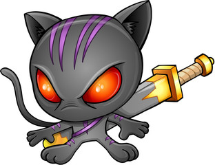 Cute Kitten Warrior Ninja Vector © Blue Foliage