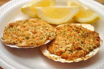 Lemons with Gourmet Stuffed Scallops