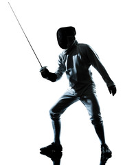 Obraz premium man fencing silhouette
