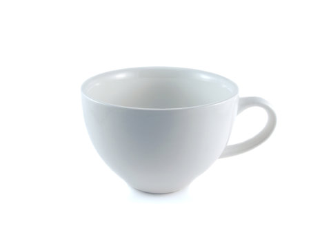 White cup on white background. Isolated object.