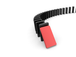 Domino effect concept one is red