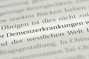 Fototapeta premium Demenzerkrankung Wort hervorgehoben