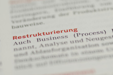 Restrukturierung Definition auf Papier