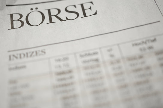 B&ouml;rse &Uuml;berschrift in der Zeitung