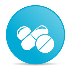 pills blue circle web glossy icon