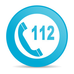emergency call blue circle web glossy icon