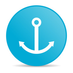 anchor blue circle web glossy icon