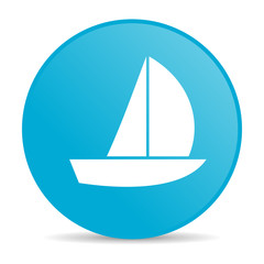 yacht blue circle web glossy icon